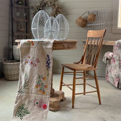 Spring Flowers Embroidered Table Runner