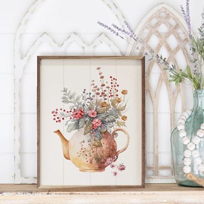 Spring Garden Yellow Teapot Floral Wall Art