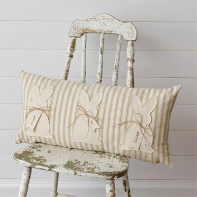 Spring Has Sprung Striped Bunny Pillow