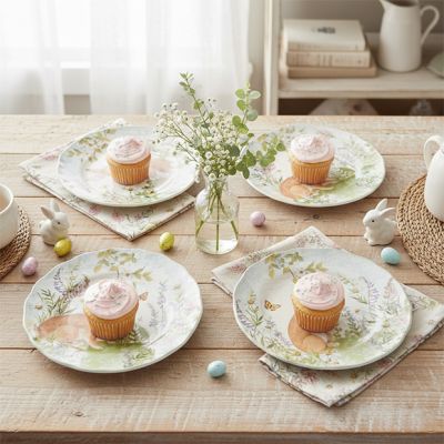 Spring Meadow Ceramic Dessert Plate 9 Inch Set of 4