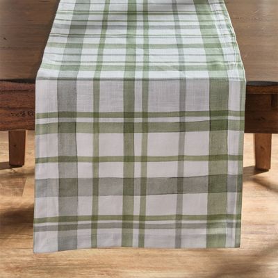 Springtime Green Plaid Table Runner