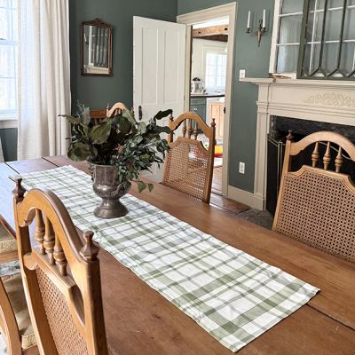 Springtime Green Plaid Table Runner
