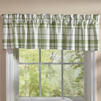 Springtime Green Plaid Valance Curtain