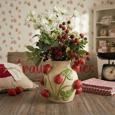 Sprouting Strawberries Ceramic Vase