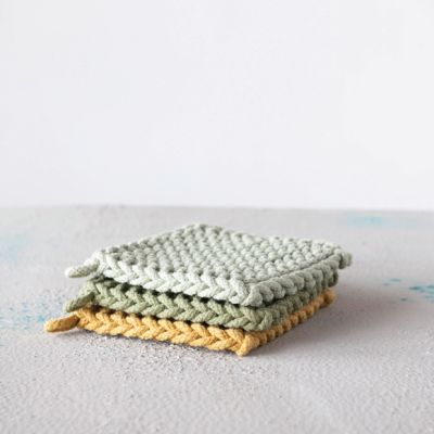 Square Crocheted Pot Holder Set of 3