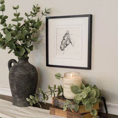 Square Framed Black and White Horse Print