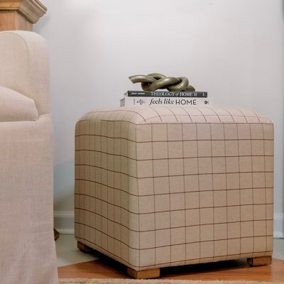 Square Windowpane Plaid Ottoman