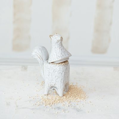 Squirrel Shaped Stoneware Jar