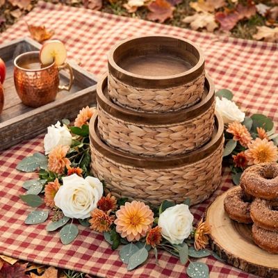 Stackable Lidded Storage Baskets Set of 3