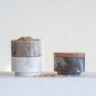 Stacking Marble Pinch Pot Set of 3 With Lid