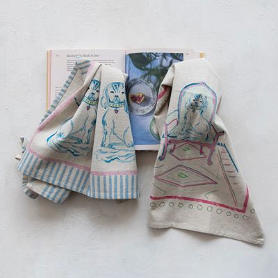 Staffordshire Dog Scene Tea Towel Set of 2