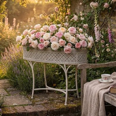 Standing Oval Lattice Planter With Liner