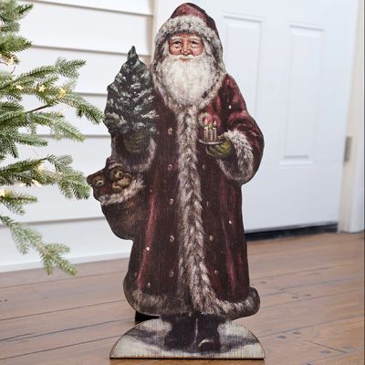 Standing Red Coat St. Nick Porch Leaner