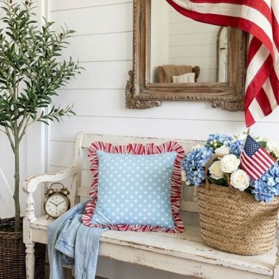 Star Spangled Cottage Throw Pillow