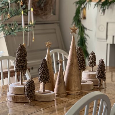 Star Topped Aged Metal Cone Tree