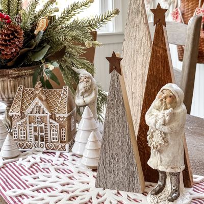 Star Topped Reclaimed Wood Christmas Trees Set of 3