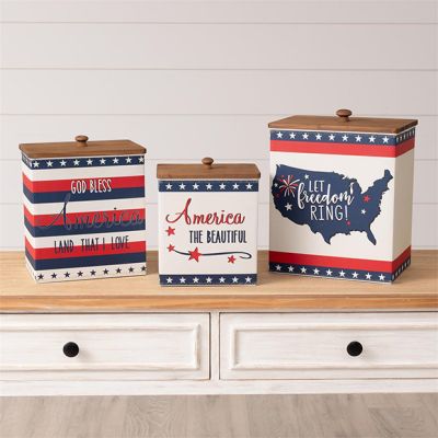 Stars and Stripes Lidded Tin Set of 3