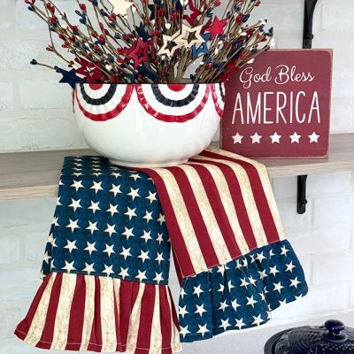 Stars and Stripes Ruffled Tea Towel Set of 2
