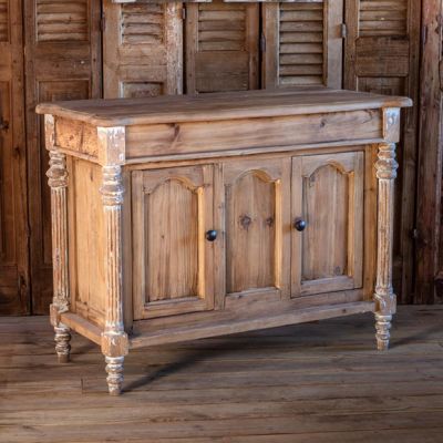 Stately Old Pine Console Cabinet