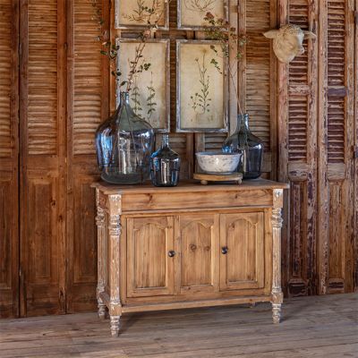Stately Old Pine Console Cabinet