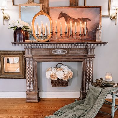 Stately Wood Carved Wall Mantel