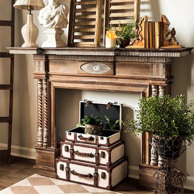 Stately Wood Carved Wall Mantel