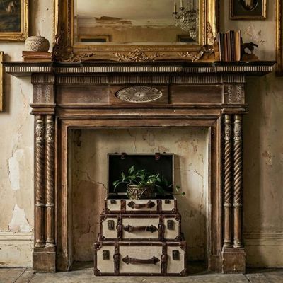 Stately Wood Carved Wall Mantel