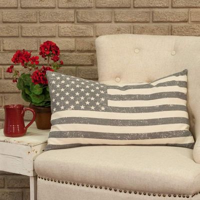 Stenciled Flag Distressed Pillow Cover Set of 2