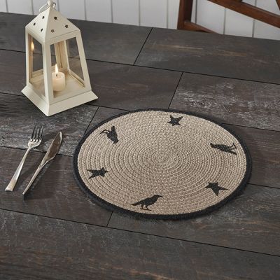 Stenciled Raven Round Placemat