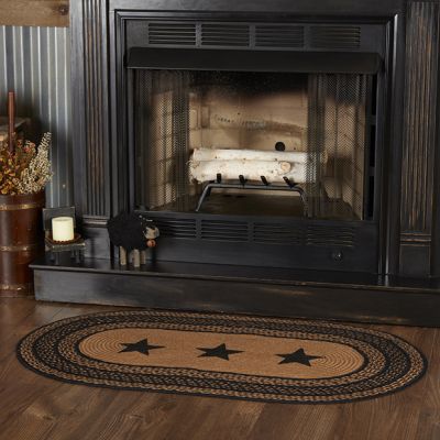 Stenciled Stars Braided Jute Oval Accent Rug