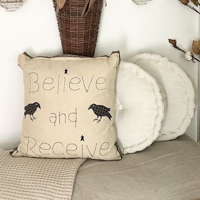 Stitched Believe and Receive Throw Pillow