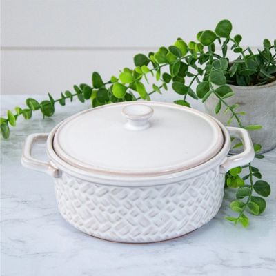Stoneware Basket Weave Lidded Baker