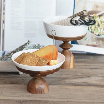 Stoneware Serving Dishes With Risers Set of 2