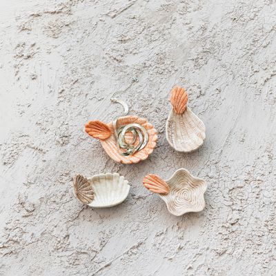 Stoneware Shell Trinket Dish Set of 4