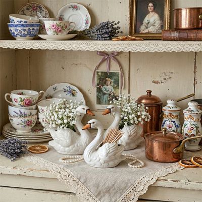 Stoneware Swan Toothpick Holder