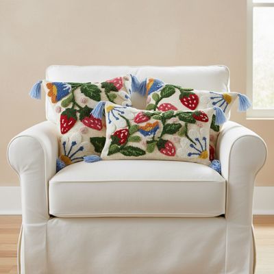 Strawberry Floral Tasseled Hook Pillow