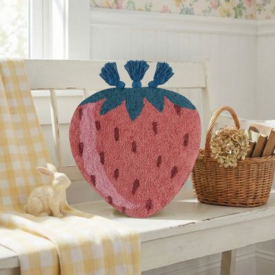 Strawberry Shaped Hook Pillow with Tassels
