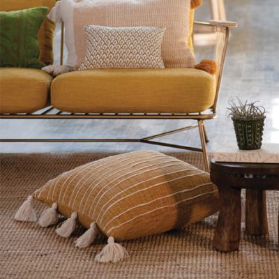 Striped Applique Throw Pillow With Tassels