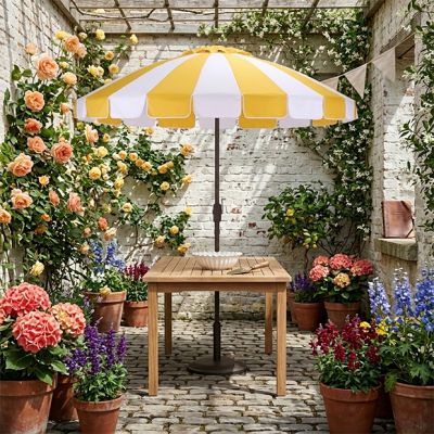 Striped Outdoor Crank Umbrella