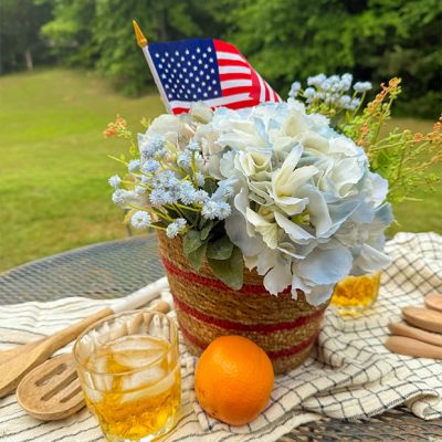 Striped Seagrass and Jute Basket With Liner Set of 3
