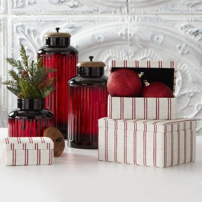 Striped Stackable Nesting Boxes Set of 3