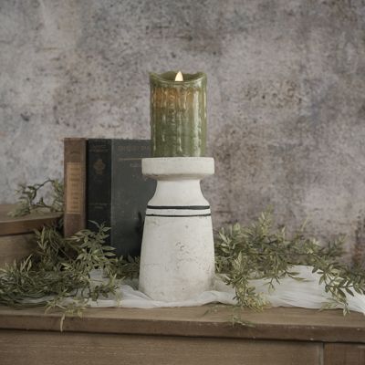 Striped Terracotta Pillar Candle Holder Set of 2