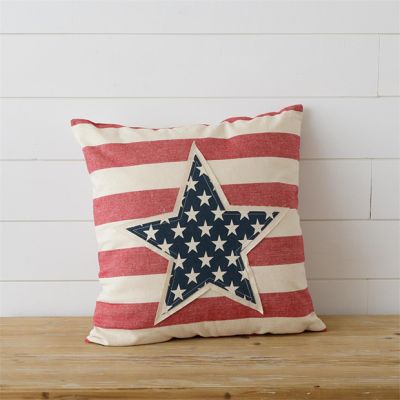 Striped Throw Pillow With Star Patch