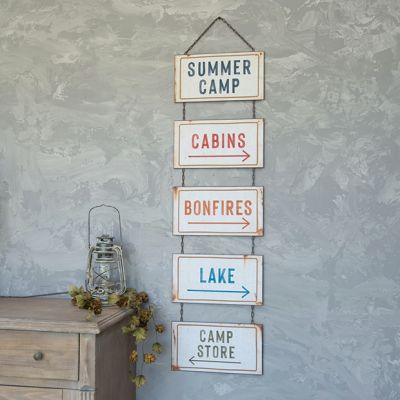 Summer Camp Hanging Stacked Sign