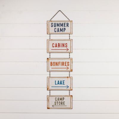 Summer Camp Hanging Stacked Sign