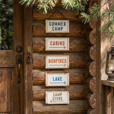 Summer Camp Hanging Stacked Sign