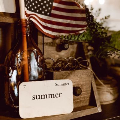 Summer Themed Mini Primitive Flash Card Set of 8