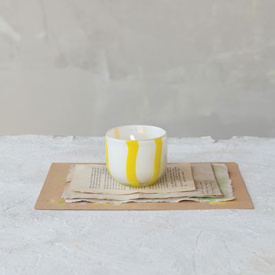 Sunny Striped Glass Votive Holder Set of 2