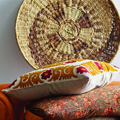 Suzani Pattern Embroidered Throw Pillow