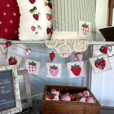Sweet Summertime Strawberry Bunting Banner